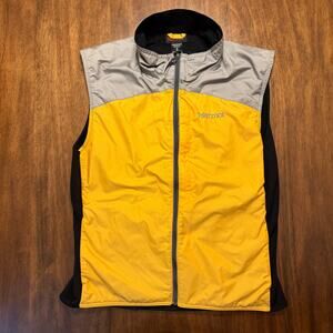Marmot Vest Full-Zip Outdoor Cycling Hiking Nylon Yellow Gray Black Men's Medium